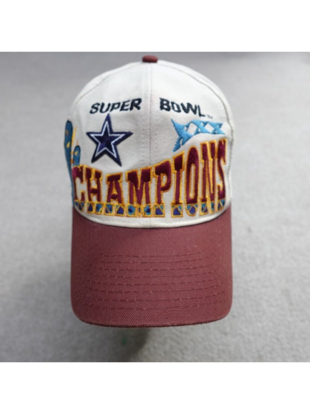 Vintage Dallas Cowboys Hat Beige Embroidered Logo Athletics Super Bowl XXX